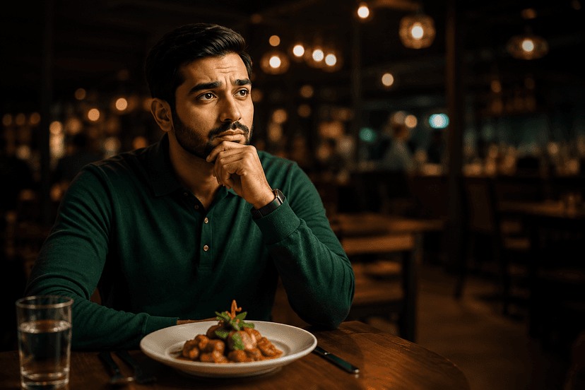 Person thinking about ordering
